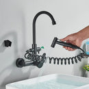 GobekUsa Black SUS 304 Wall Mounted Gourmet Kitchen Faucet with Extendable Bidet