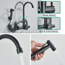 GobekUsa Black SUS 304 Wall Mounted Gourmet Kitchen Faucet with Extendable Bidet