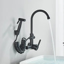 GobekUsa Black SUS 304 Wall Mounted Gourmet Kitchen Faucet with Extendable Bidet
