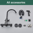GobekUsa Black SUS 304 Wall Mounted Gourmet Kitchen Faucet with Extendable Bidet