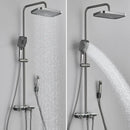 GobekUsa Grey Thermostatic Digital Shower Faucet Set with Rainfall System