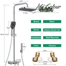 GobekUsa Grey Thermostatic Digital Shower Faucet Set with Rainfall System