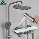 GobekUsa Grey Thermostatic Digital Shower Faucet Set with Rainfall System