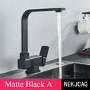 GobekUsa 360° Rotating Black Kitchen Faucet, Deck Mount Sink Mixer Tap, 304 Stainless Steel