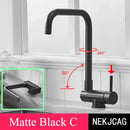GobekUsa 360° Rotating Black Kitchen Faucet, Deck Mount Sink Mixer Tap, 304 Stainless Steel
