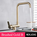GobekUsa 360° Rotating Black Kitchen Faucet, Deck Mount Sink Mixer Tap, 304 Stainless Steel