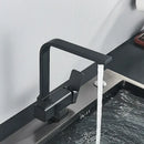 GobekUsa 360° Rotating Black Kitchen Faucet, Deck Mount Sink Mixer Tap, 304 Stainless Steel