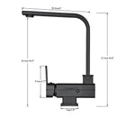 GobekUsa 360° Rotating Black Kitchen Faucet, Deck Mount Sink Mixer Tap, 304 Stainless Steel