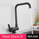 GobekUsa 360° Rotating Black Kitchen Faucet, Deck Mount Sink Mixer Tap, 304 Stainless Steel