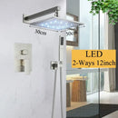 GobekUsa LED Black Wall Mounted Shower Faucet Set with Rainfall Shower Head