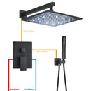 GobekUsa LED Black Wall Mounted Shower Faucet Set with Rainfall Shower Head