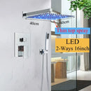 GobekUsa LED Black Wall Mounted Shower Faucet Set with Rainfall Shower Head