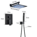 GobekUsa LED Black Wall Mounted Shower Faucet Set with Rainfall Shower Head