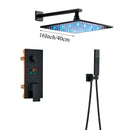 GobekUsa LED Black Wall Mounted Shower Faucet Set with Rainfall Shower Head