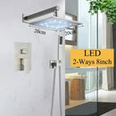 GobekUsa LED Black Wall Mounted Shower Faucet Set with Rainfall Shower Head