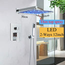 GobekUsa LED Black Wall Mounted Shower Faucet Set with Rainfall Shower Head