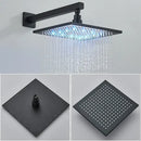 GobekUsa LED Black Wall Mounted Shower Faucet Set with Rainfall Shower Head