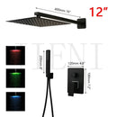 GobekUsa Black Bathroom Shower Faucet Set with Ceiling Mount LED Shower Head Mixer Tap