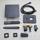 GobekUsa Black Bathroom Shower Faucet Set with Ceiling Mount LED Shower Head Mixer Tap