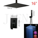 GobekUsa Black Bathroom Shower Faucet Set with Ceiling Mount LED Shower Head Mixer Tap