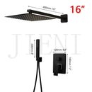 GobekUsa Black Bathroom Shower Faucet Set with Ceiling Mount LED Shower Head Mixer Tap