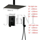 GobekUsa Black Bathroom Shower Faucet Set with Ceiling Mount LED Shower Head Mixer Tap