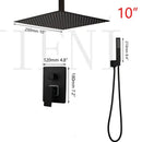 GobekUsa Black Bathroom Shower Faucet Set with Ceiling Mount LED Shower Head Mixer Tap