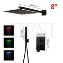 GobekUsa Black Bathroom Shower Faucet Set with Ceiling Mount LED Shower Head Mixer Tap