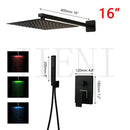 GobekUsa Black Bathroom Shower Faucet Set with Ceiling Mount LED Shower Head Mixer Tap