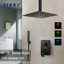GobekUsa Black Bathroom Shower Faucet Set with Ceiling Mount LED Shower Head Mixer Tap