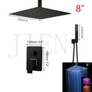 GobekUsa Black Bathroom Shower Faucet Set with Ceiling Mount LED Shower Head Mixer Tap