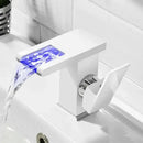 GobekUsa LED Waterfall Basin Faucet - Single Handle Mixer Tap in White, Black, or Chrome