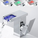 GobekUsa LED Waterfall Basin Faucet - Single Handle Mixer Tap in White, Black, or Chrome