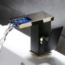 GobekUsa LED Waterfall Basin Faucet - Single Handle Mixer Tap in White, Black, or Chrome