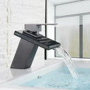 GobekUsa LED Waterfall Bathroom Sink Faucet Black Bronze Single Handle Deck Mount