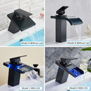 GobekUsa LED Waterfall Bathroom Sink Faucet Black Bronze Single Handle Deck Mount