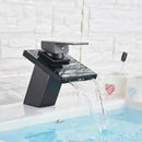 GobekUsa LED Waterfall Bathroom Sink Faucet Black Bronze Single Handle Deck Mount