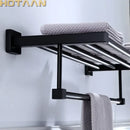 GobekUsa Black Towel Rack: Wall-mounted Aluminium Bathroom Accessories