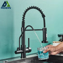 GobekUsa Black Pull Down Pure Water Kitchen Faucet Swivel Hot Cold Water Taps