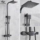 GobekUsa Black Thermostatic Rain Shower Faucet Set for Wall Mounted Bathrooms