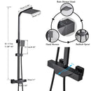 GobekUsa Black Thermostatic Rain Shower Faucet Set for Wall Mounted Bathrooms