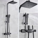 GobekUsa Black Thermostatic Rain Shower Faucet Set for Wall Mounted Bathrooms