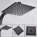 GobekUsa Black Thermostatic Rain Shower Faucet Set for Wall Mounted Bathrooms