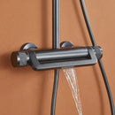 GobekUsa Gray Thermostatic Shower Faucet Set: Brass Rainfall Waterfall Bath and Shower