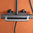 GobekUsa Gray Thermostatic Shower Faucet Set: Brass Rainfall Waterfall Bath and Shower
