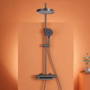 GobekUsa Gray Thermostatic Shower Faucet Set: Brass Rainfall Waterfall Bath and Shower