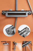 GobekUsa Gray Thermostatic Shower Faucet Set: Brass Rainfall Waterfall Bath and Shower