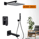 GobekUsa Black Wall Mounted Shower Faucet with Handshower and Rainfall Shower Head