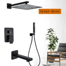 GobekUsa Black Wall Mounted Shower Faucet with Handshower and Rainfall Shower Head