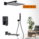 GobekUsa Black Wall Mounted Shower Faucet with Handshower and Rainfall Shower Head